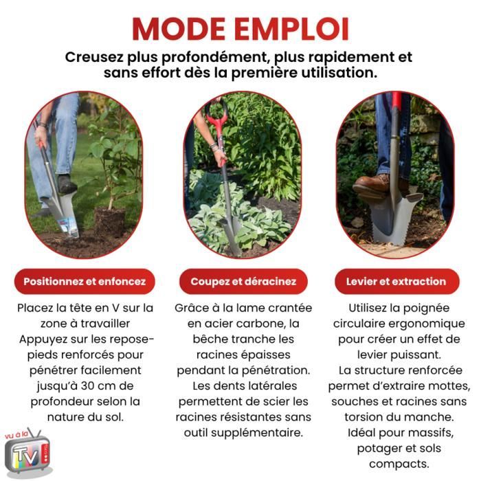 VENTEO | Robust multi-purpose shovel | Ergonomic garden spade with root cutter | Versatile gardening tool | Practical tool