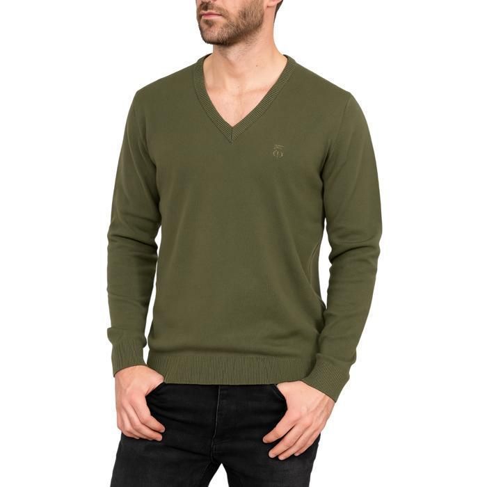 BILL TORNADO - Suéter con cuello en V - color caqui - Talla M - Color caqui - Suéteres, cárdigans, sudaderas y chaquetas para hombre