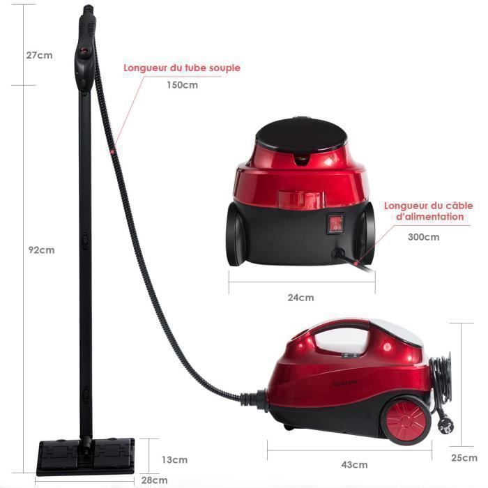 Scopa a vapore COSTWAY da 2000 W per cimici dei letti - Pulitore a vapore multiuso con serbatoio da 1,5 litri, 19 accessori e pressione di 4,0 bar per pavimenti e tappeti