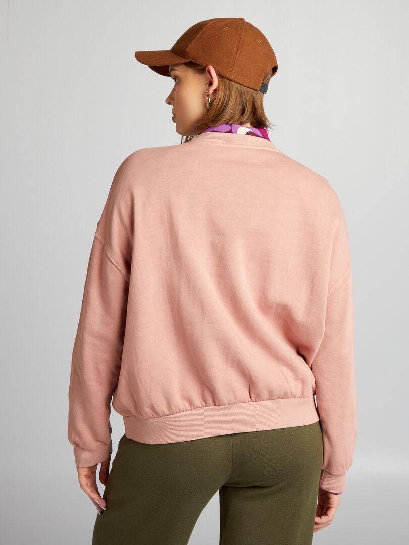 Moletom em tecido fleece desbotado - ROSA