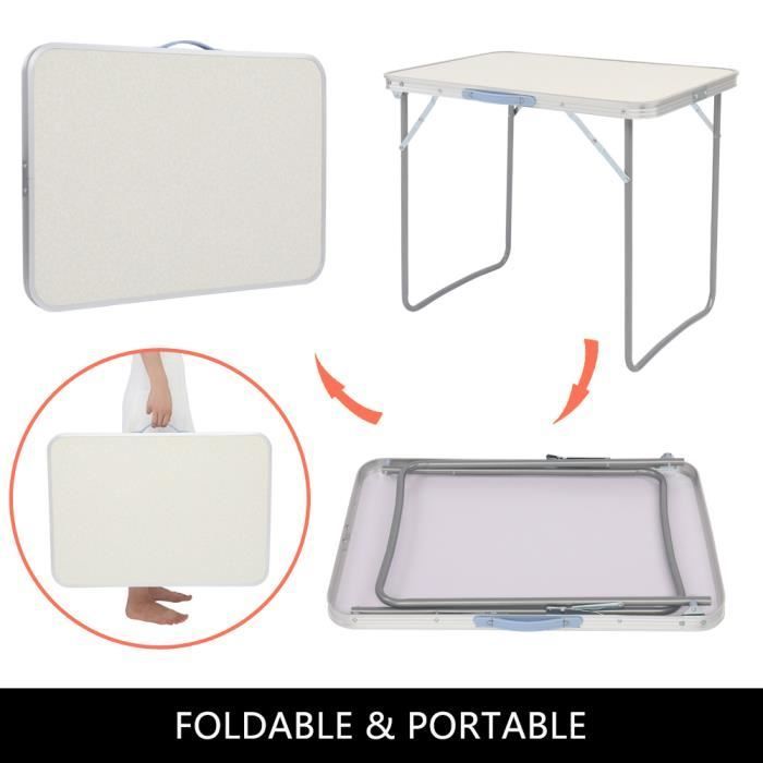 Mesa de camping portátil, mesa de jardín plegable, 70x50x60cm