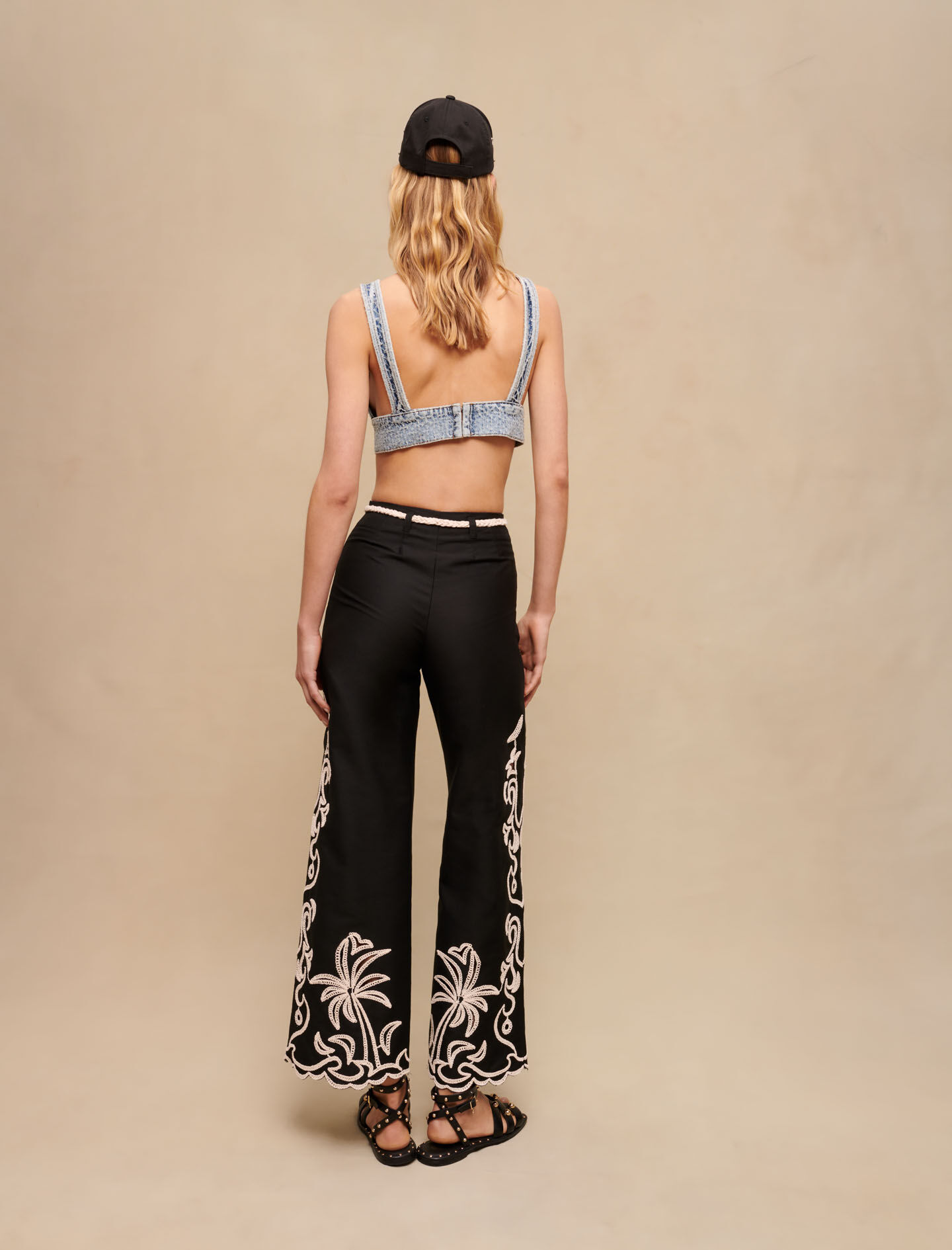 Top din denim cu strasuri - Albastru deschis
