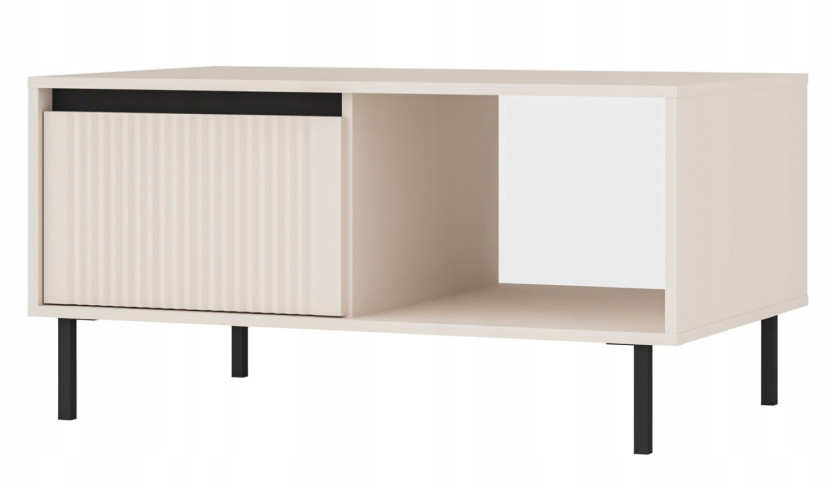 Stolik Kawowy 100 cm SALON ŁAWA Półka RYFLE BEŻOWY OSAKA