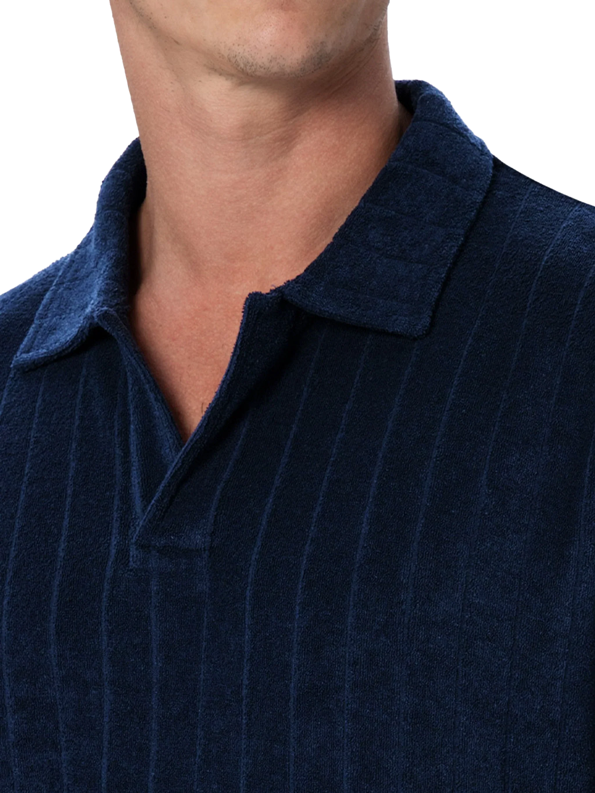 Jeremy herenpolo van geribbeld blauw badstof