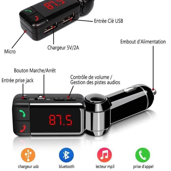 Hands-Free Kit - Bluetooth - USB Charger - Compatible with iPhone 6 - Black - Car