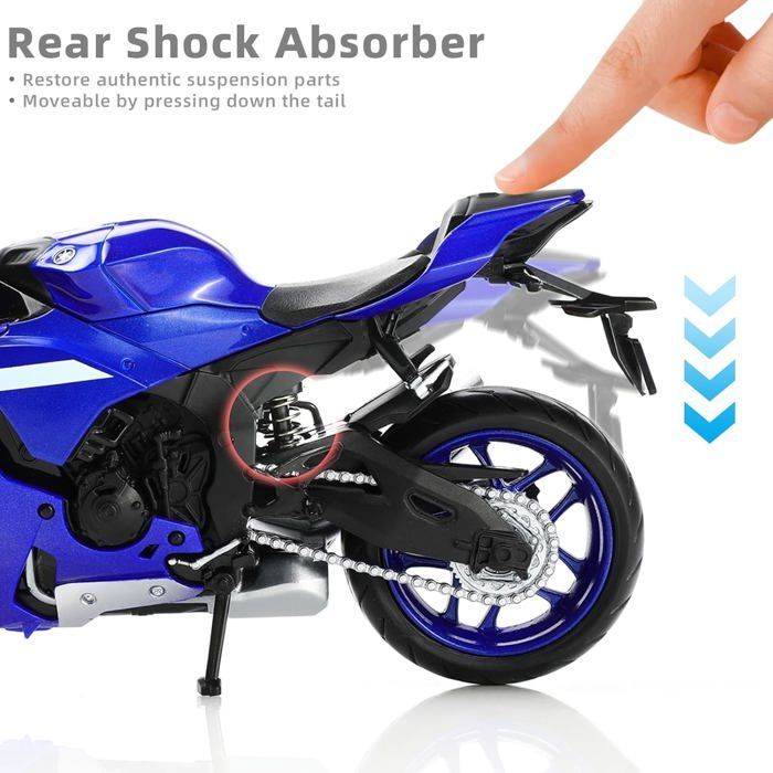 Modellino di moto in scala 1/12, mini giocattolo in metallo pressofuso, blu, sportivo, da corsa, collezione, regalo per bambini e ragazzi