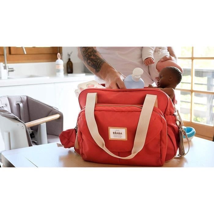 Bolso cambiador BEABA Geneva II, modular, gran capacidad, múltiples compartimentos, bolsillo frontal extraíble, terracota.