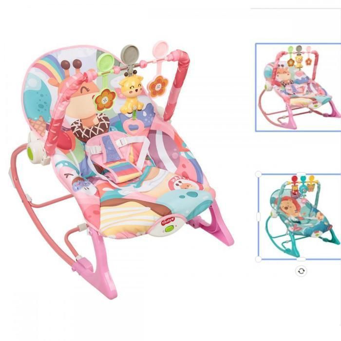 Altalena elettrica per neonati con musica - MIPAN - Con arco giochi - Altezza regolabile - Peso massimo supportato 20 kg - Rosa