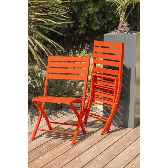 Aluminium tuinset voor 4 personen - Oranje
