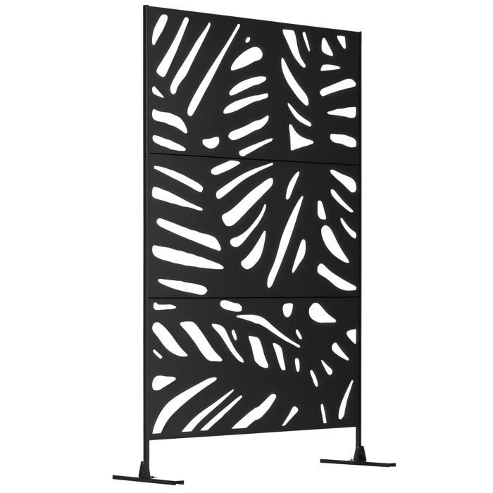 Panel de privacidad Outsunny - diseño decorativo de plantas para exteriores, ideal para paisajismo de jardines - metal - 122x45x198cm - negro