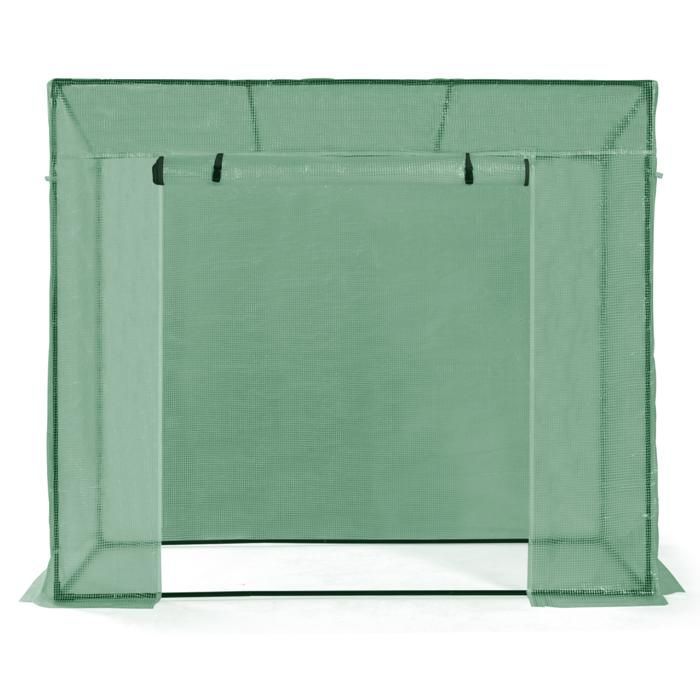 Invernadero verde IDMARKET para todas las estaciones con ventana y puerta con cremallera.
