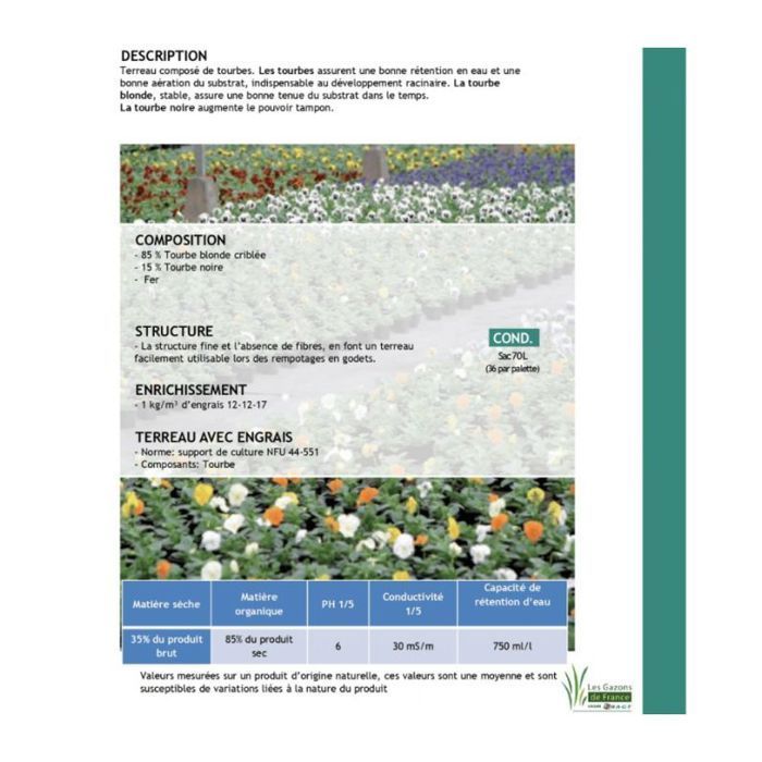 Flori Horticole 70L potting soil for green plants and flowers, fine texture - Florivert NEG01644