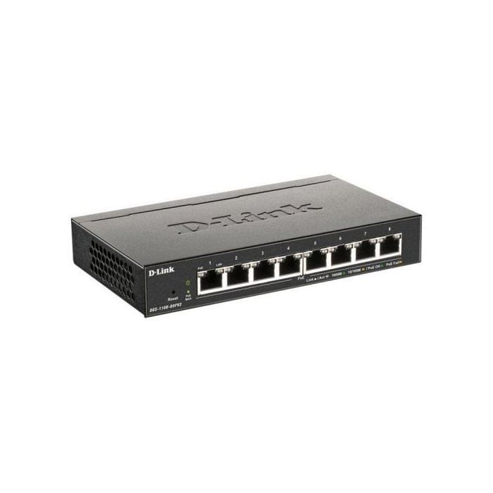 Switch de rede - DLINK - DGS-1100-08PV2/E - 8 portas Gigabit Ethernet (PoE) - VLAN - QoS - segurança