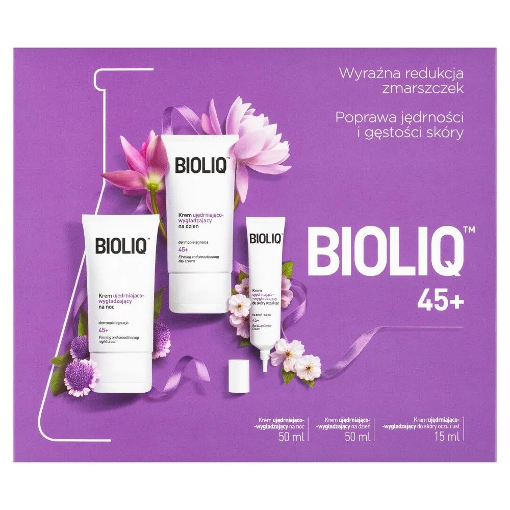 Bioliq Zestaw Kosmetyków 45+ Krem na dzień + Krem na noc+ Krem do oczu i ust