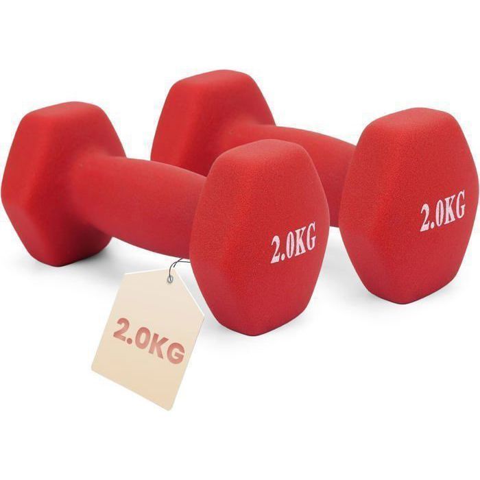 x 2 kg neopreen gewichten - halters voor fitnesstraining - voor spierversterking in de thuisgym