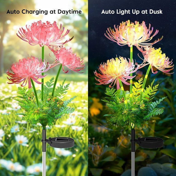 1 lampada solare da esterno a forma di fiore, impermeabile IP65, ideale per decorazioni da giardino.