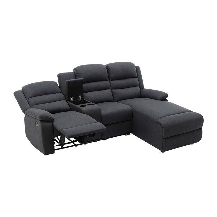 Canapé d'angle droit relax en tissu anthracite MACEDONIA