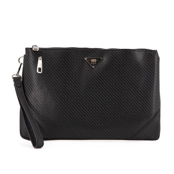 Cartera de mano con textura efecto carbono, 30x20x2cm, para hombre, BILL TORNADE