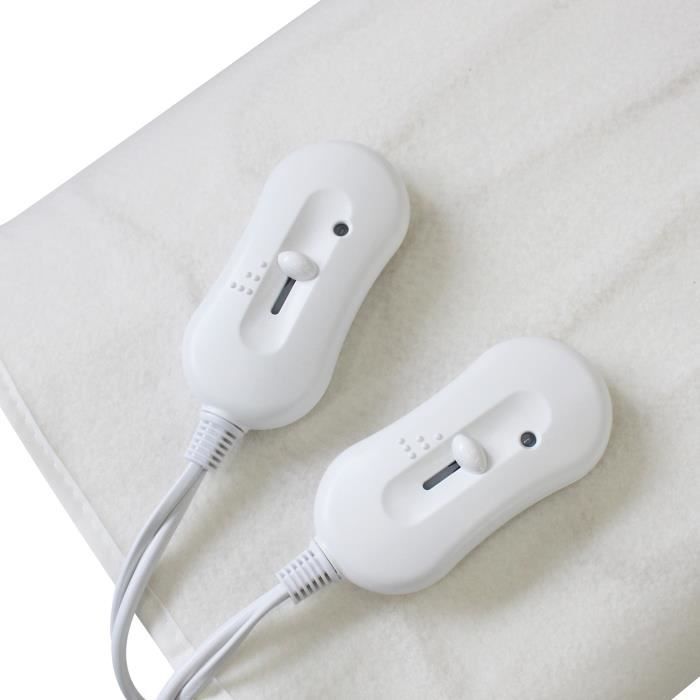 Cubrecolchón calefactable - TODECO - Doble 160x140 cm - 2x60W - Mando a distancia - Blanco