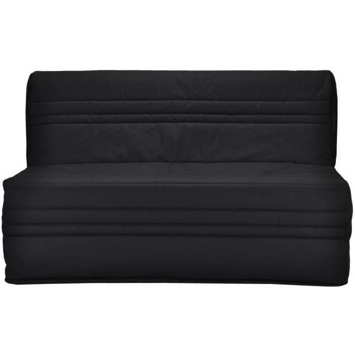 Sofá cama JOE BZ - Tela negra - 3 plazas - 143 cm de ancho x 97 cm de profundidad - Fabricado en Francia