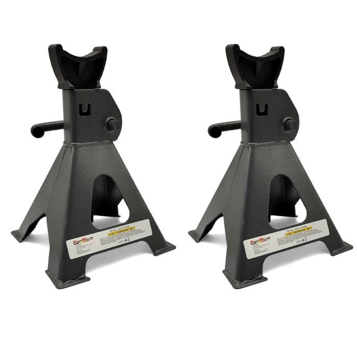 Par de soportes de gato de trinquete KraftMuller 3T PRO de 3 toneladas, con altura ajustable, para talleres mecánicos y garajes de automóviles.
