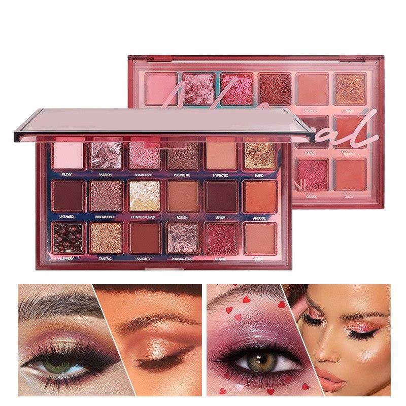 Palette de 18 fards à paupières, poudre illuminatrice, teinte Rose du désert givrée, maquillage brillant, longue tenue, waterproof, TSLM2
