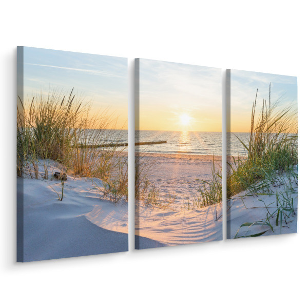 Obraz Tryptyk MORZE Plaża Wydmy Pejzaż 3D 60x40cm