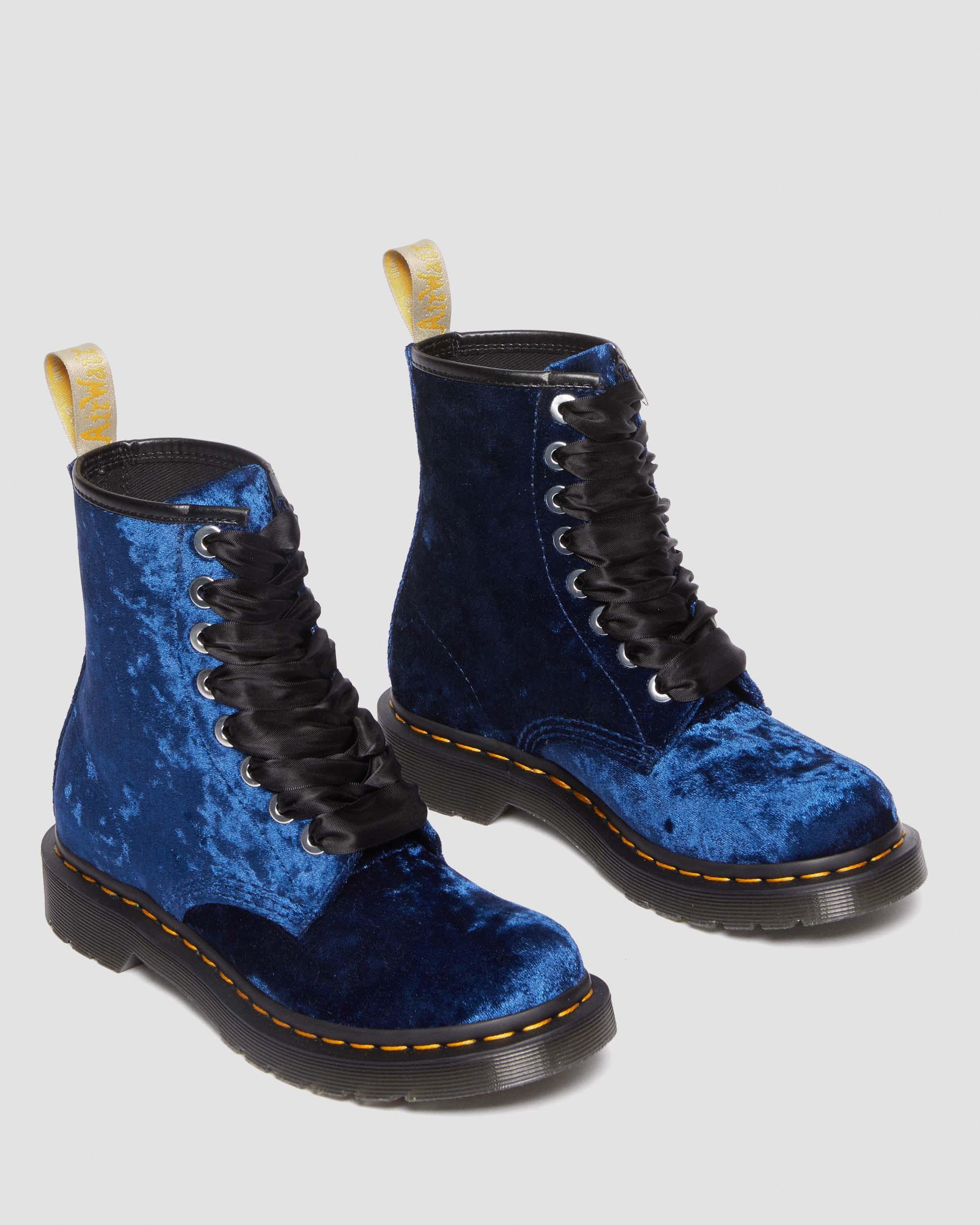 Vegan 1460 Women's Crushed Velvet Lace Up Boots