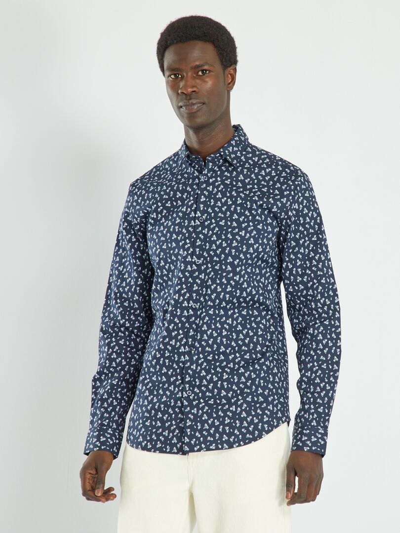 Camisa ajustada estampada - AZUL