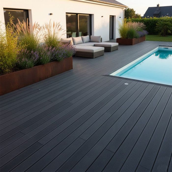 PACK lame de terrasse composite Maxima ACCESSOIRES 3600 mm - L: 360 cm - l: 14 cm - E: 22 mm - Gris anthracite