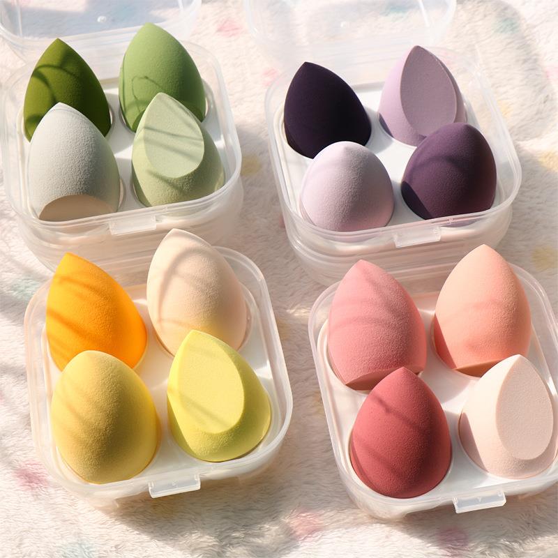 Boîte d'œufs de maquillage, œuf de beauté, poudre non comestible, houppette ultra douce, éponge à maquillage, pour fond de teint, utilisable sur peau sèche ou humide.