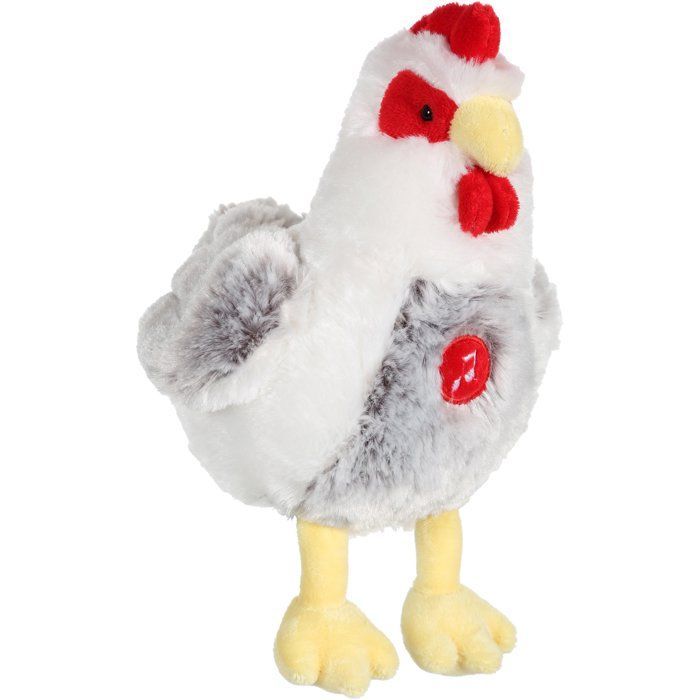 Pluche kip - GIPSY TOYS - Met geluid - 22 cm - Wit/grijs