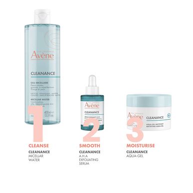 „Avène Cleanance“ micelinis vanduo riebiai ir į spuogus linkusiai odai, 400 ml