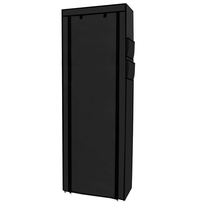 Intirilife Folding Storage Wardrobe 170x58x28 cm in Raven Black – Soft-Sided Non-Woven Fabric Wardrobe with Zipper