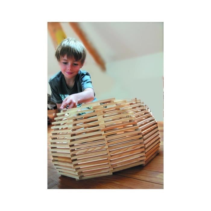Construction set - Barrel of 200 wooden planks - JOUECABOIS - Made in France by Mecabois