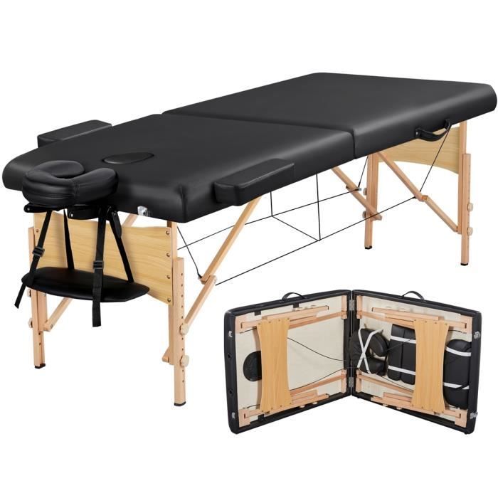Camilla de masaje plegable - Yaheetech - en 2 secciones - Capacidad de carga 250 kg - 213 x 70 cm - Camilla de masaje profesional de madera maciza