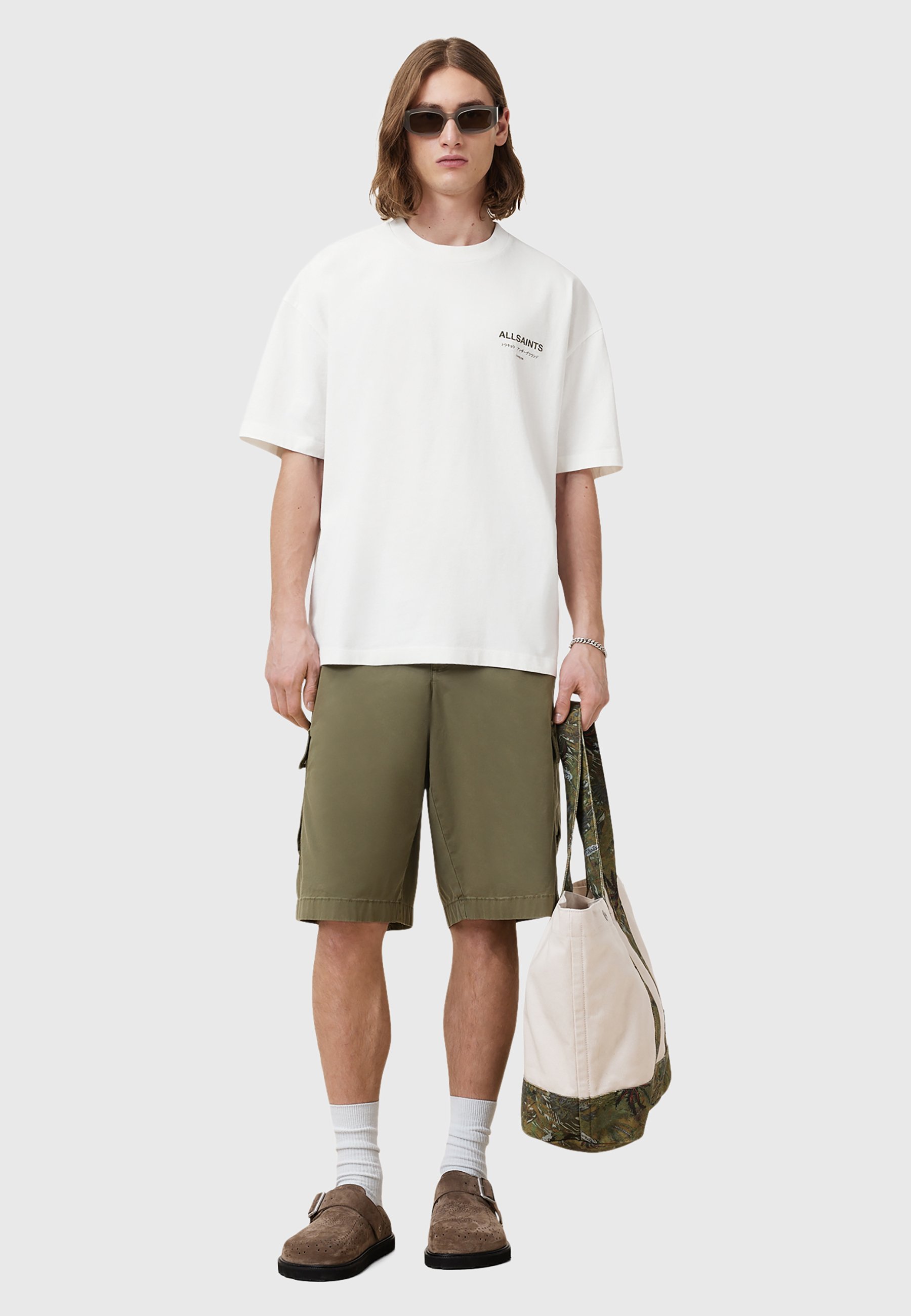 AllSaints EXCLUSIEF STYX UNDERGROUND - T-shirt met print - asgrijs wit