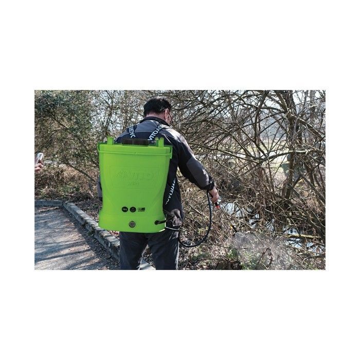 Pulverizador eléctrico de 16 L con batería de 12 V 8 Ah, presión de 6 bares - Pulverizador para techos con lanza telescópica, 3 boquillas y cargador VITO