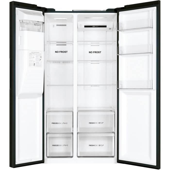 American-style refrigerator - HAIER - SBS 90 Series 3 HSR3918EIPB - Energy Class E - 515 L - 180 x 90 x 65.9 cm - Black