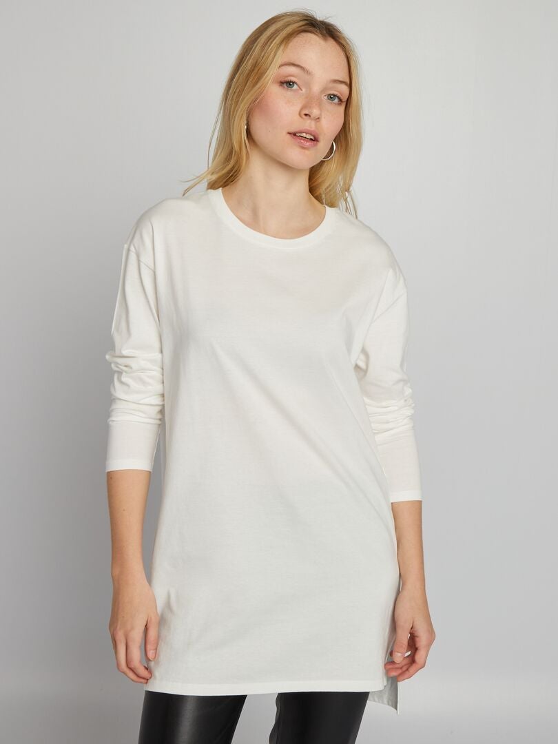 Camiseta longa - Cru