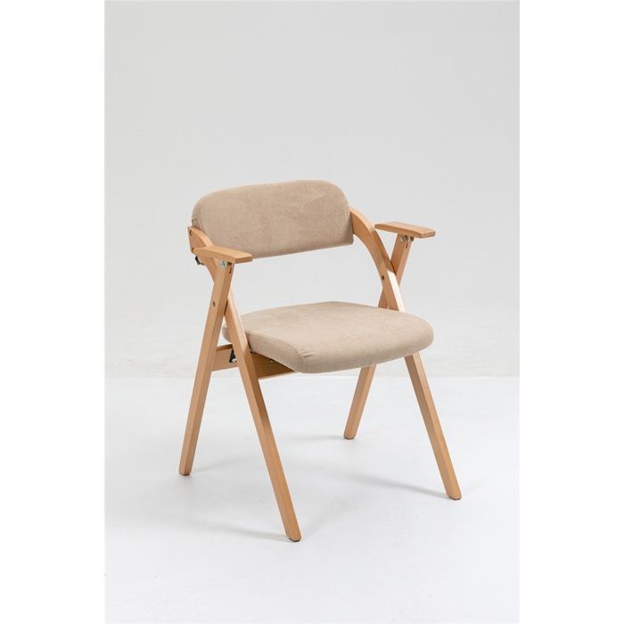 Stapelbare Klappstühle mit Armlehnen und Polsterung, 2er-Set, für Esszimmer, Büro, Farbe Khaki.