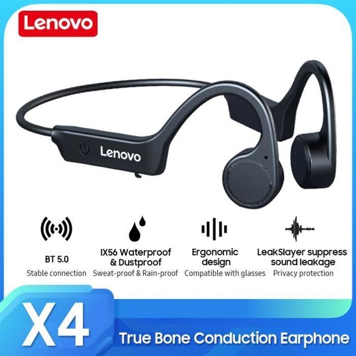 Auricolari Lenovo X4 True Bone Conduction TWS Wireless BT5.0, impermeabili IP56, con protezione della privacy audio e flessibilità a 360°.