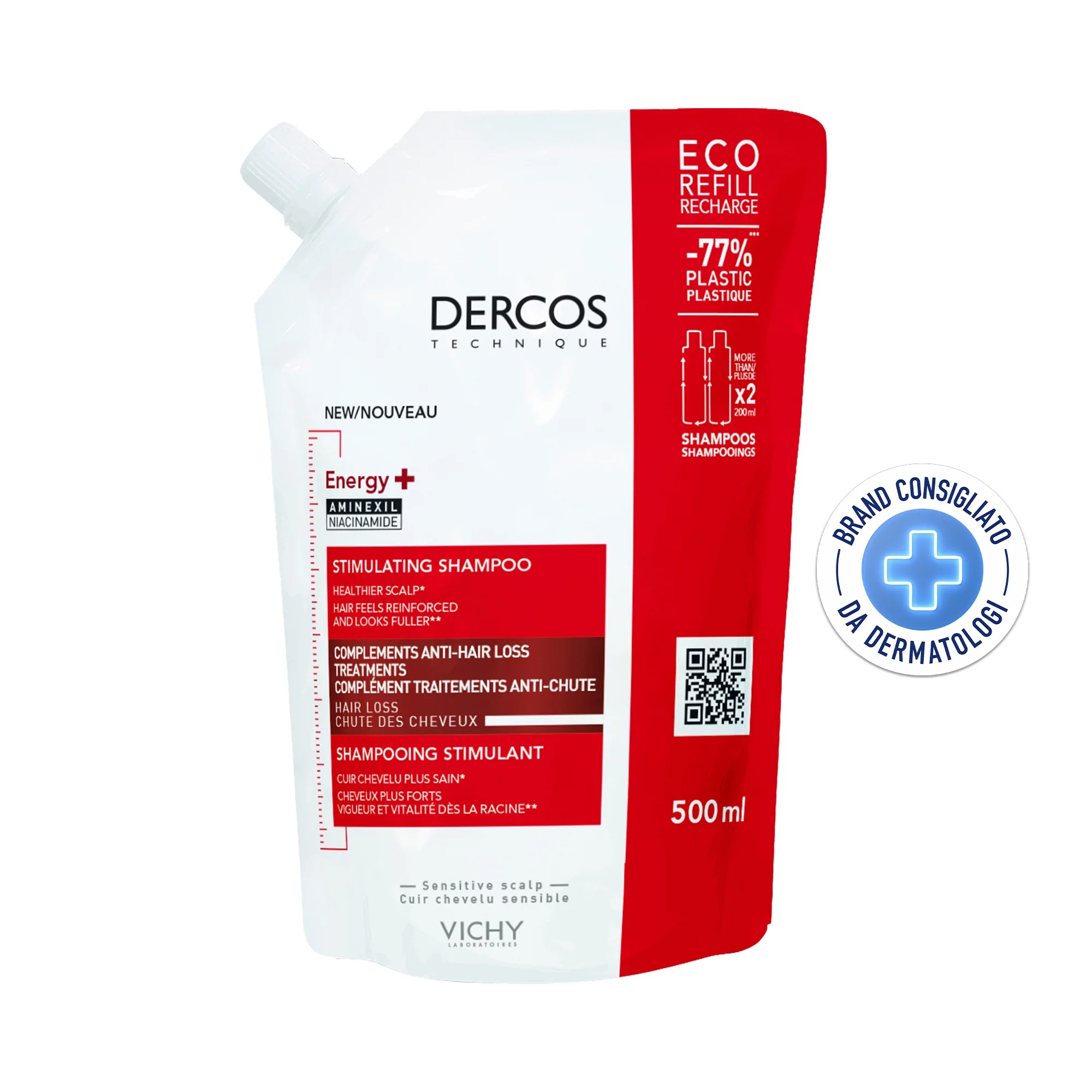 VICHY Vichy Dercos Eco Recharge Ενεργοποιητικό Σαμπουάν κατά της Τριχόπτωσης 500 ml