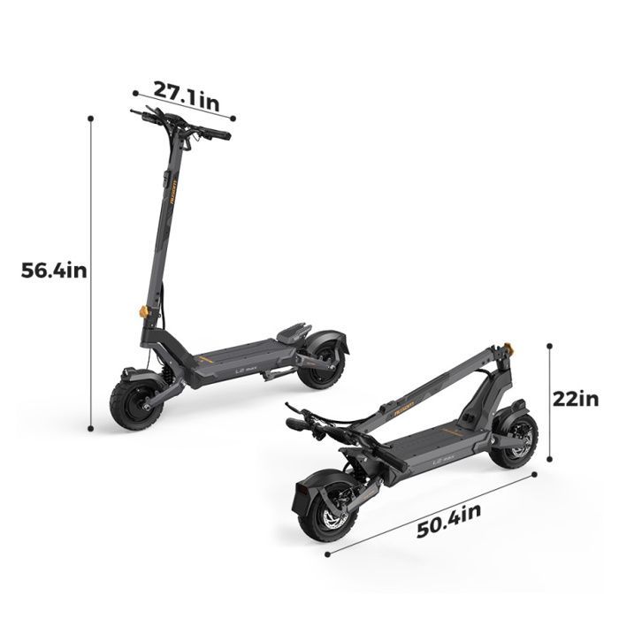 Ausom L2 Max Electric Scooter - 1300W Peak Motor*2 - 10