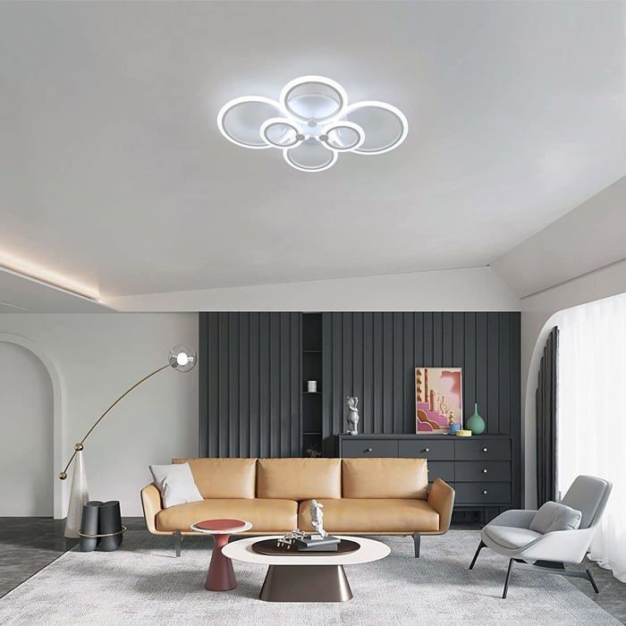 DORLINK DL1105 LED-plafondlamp - 6 ringen 76W - Wit met afstandsbediening - Geschikt voor slaapkamer of hal