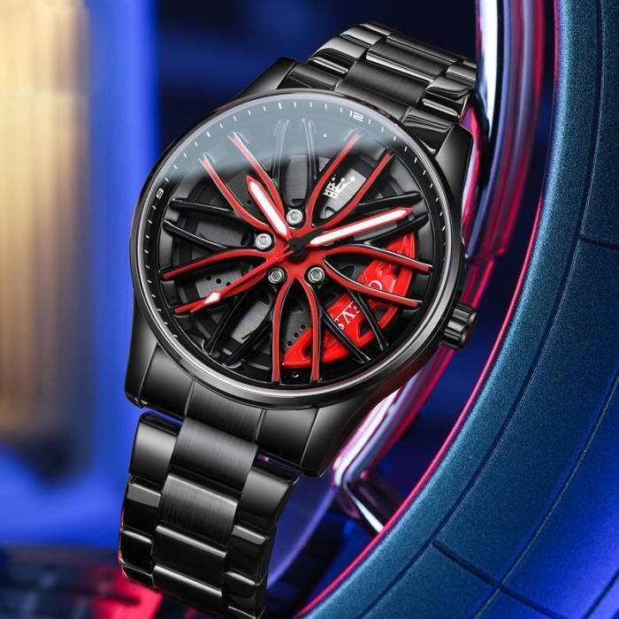 Orologio da uomo SHARPHY con quadrante girevole personalizzato, elegante quadrante scheletrato nero, impermeabile, classico bracciale in acciaio.