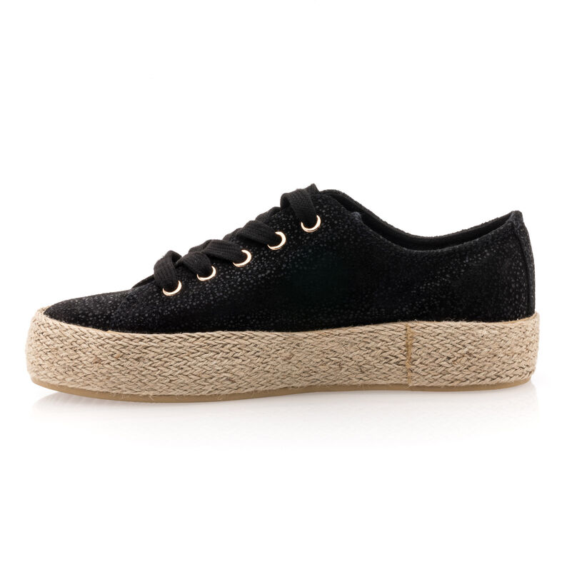 Svarte espadriller med tausåler til dame