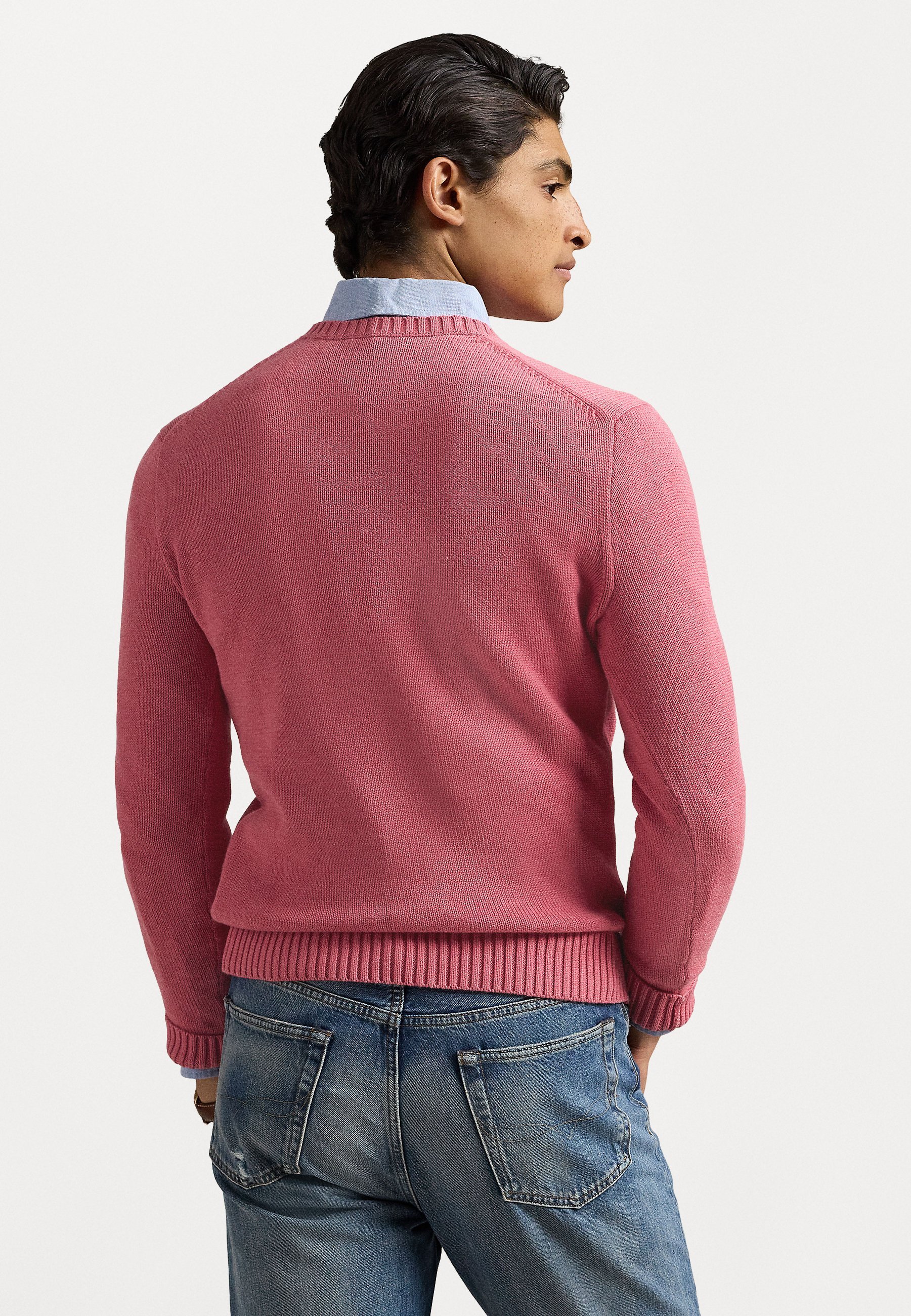 Polo Ralph Lauren katoenen trui met ronde hals - Jumper - rood-hemelsgrijs