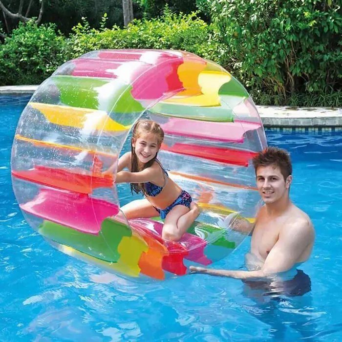 Flotteur gonflable à roulettes, roue à eau colorée de 40 pouces, jouet de piscine à roulettes pour enfants et adultes en plein air