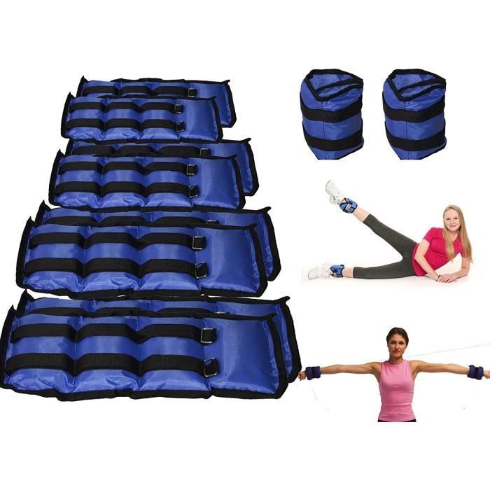 Pesas para tobillos y muñecas - Fitness - Juego de 2 - De 1,5 a 4 kg - Tejido Oxford - Ajustables